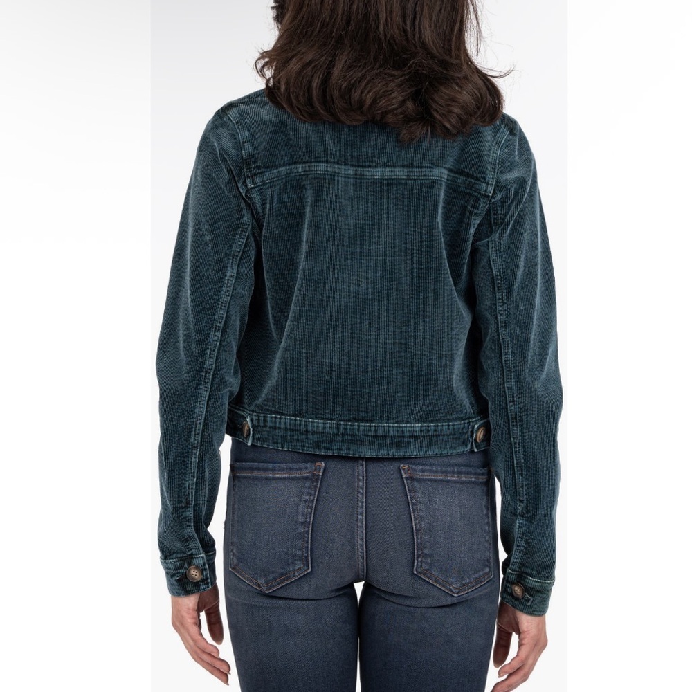 KUT from the Kloth Julie Corduroy Crop Jacket in Blue Marine Sz XS - Picture 5 of 15